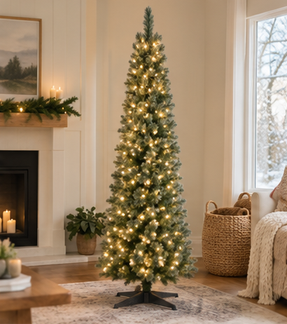 Christmas tree with lights on